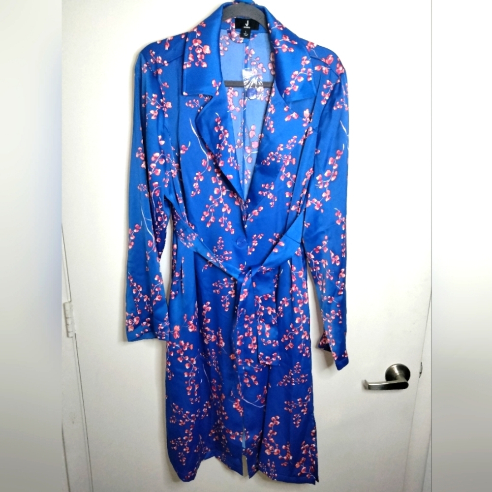 Jason Wu (Size L) Multicolored Floral Button LS Pocket Belted Trench Coat (NEW)